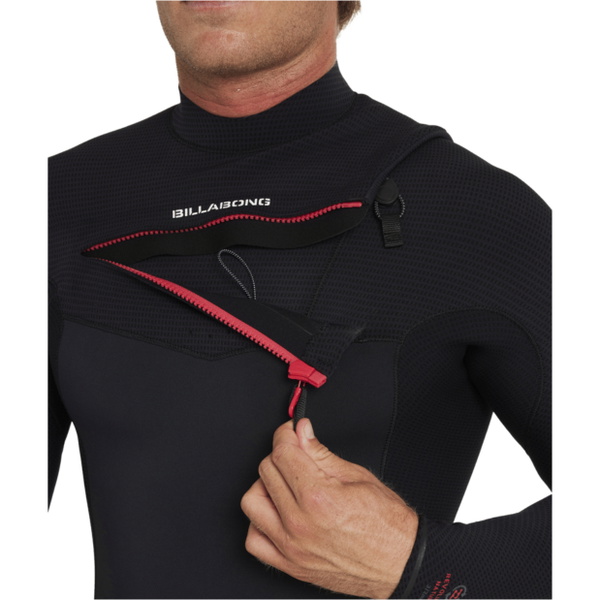 2026 Billabong Mens Revolution Natural 3/2mm Chest Zip Wetsuit 24AW193511 - Black Red